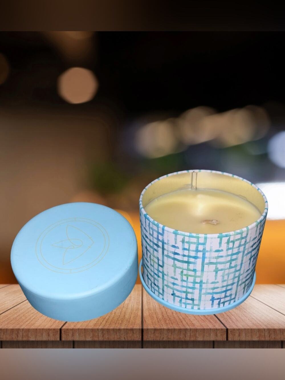 NEW! Firefly Candle Co.  Blue Metal Tin Trinket Jar Fresh Cut Balsam 5oz